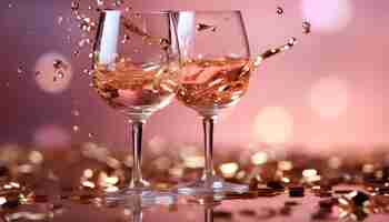 Foto grátis vinho de celebração de luxo com champanhe romance elegância festa sucesso gourmet gerado por inteligência artificial