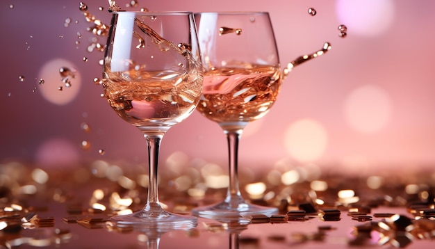 Vinho de celebração de luxo com champanhe romance elegância festa sucesso gourmet gerado por inteligência artificial