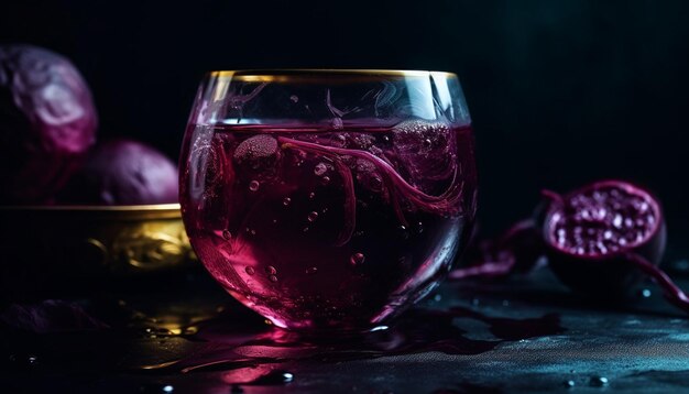Vinho fresco em vidro na mesa de madeira gerado por AI