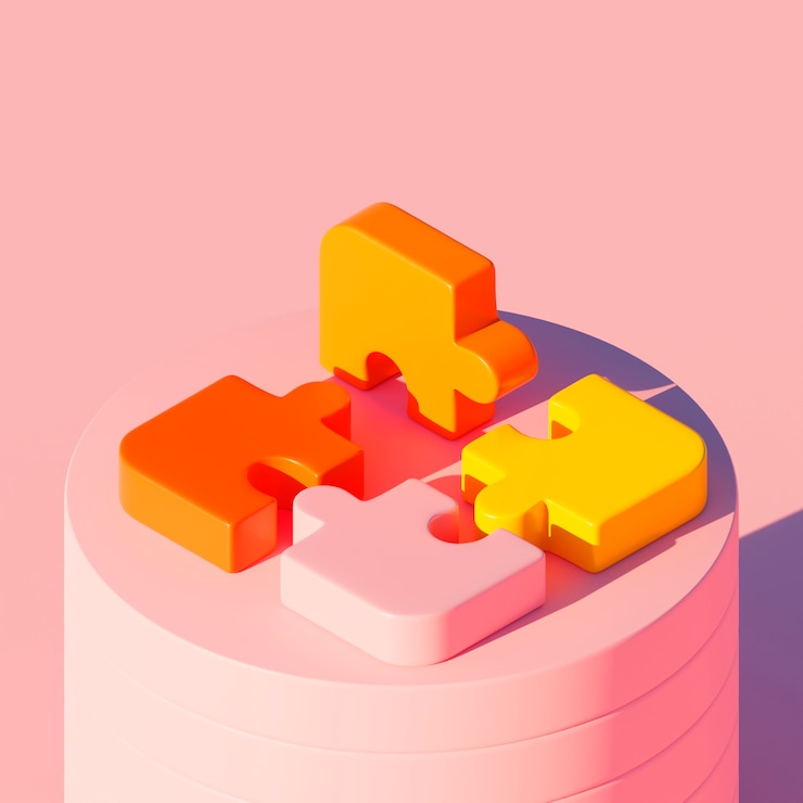 Foto grátis visão 3d das peças do quebra-cabeça