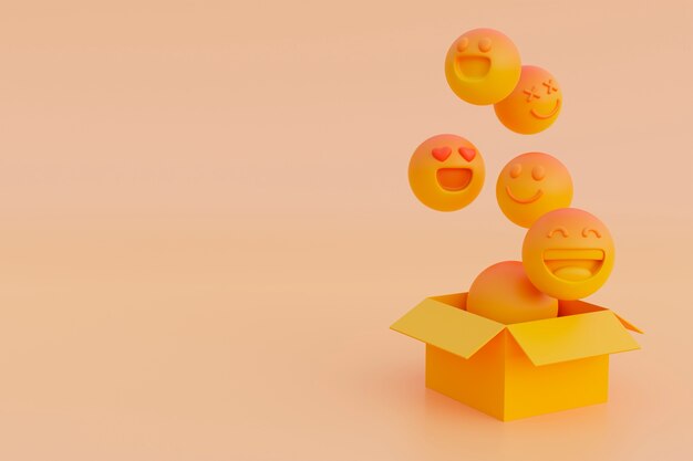 Visão 3D do emoji amarelo