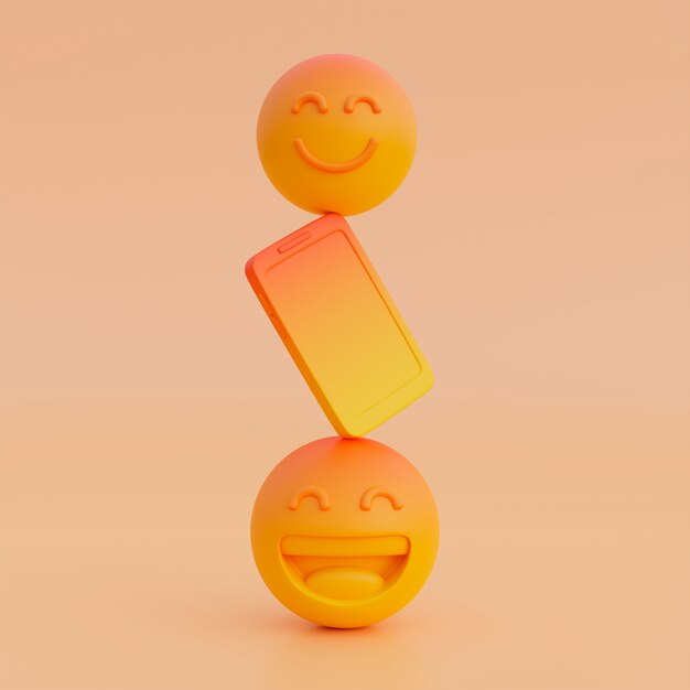 Visão 3D do emoji amarelo