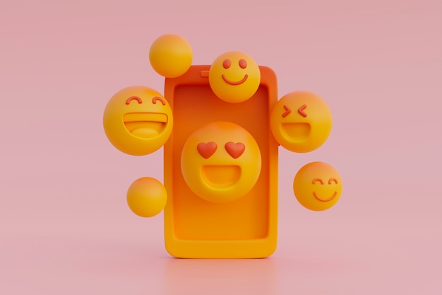 Visão 3D do emoji amarelo