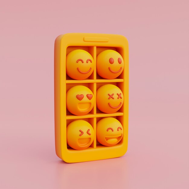 Visão 3D do emoji amarelo