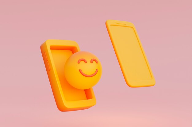 Visão 3D do emoji amarelo
