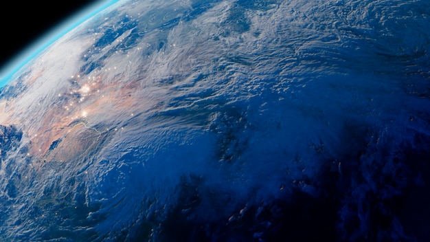 visão 3D do planeta Terra