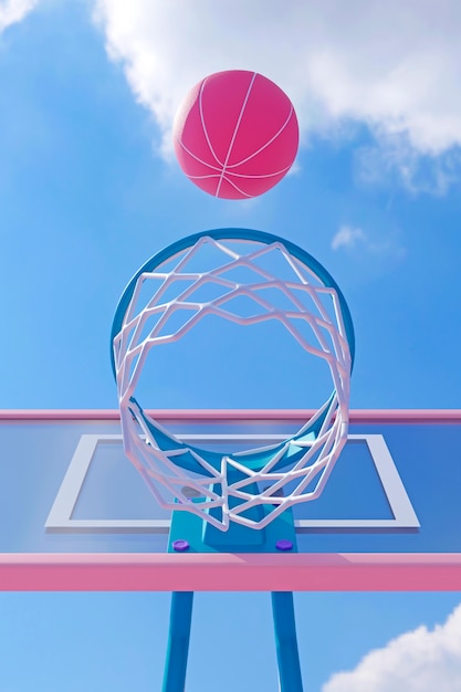 Foto grátis visão 3d dos fundamentos do basquete