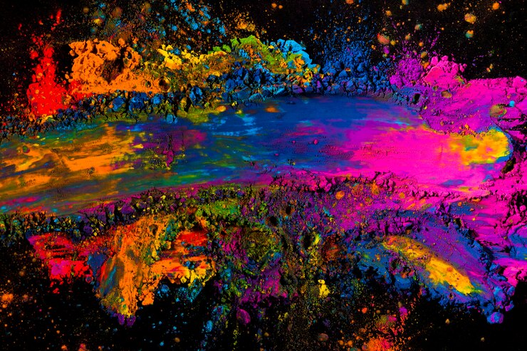 Foto grátis visão aérea de uma cor de holi colorido desarrumado