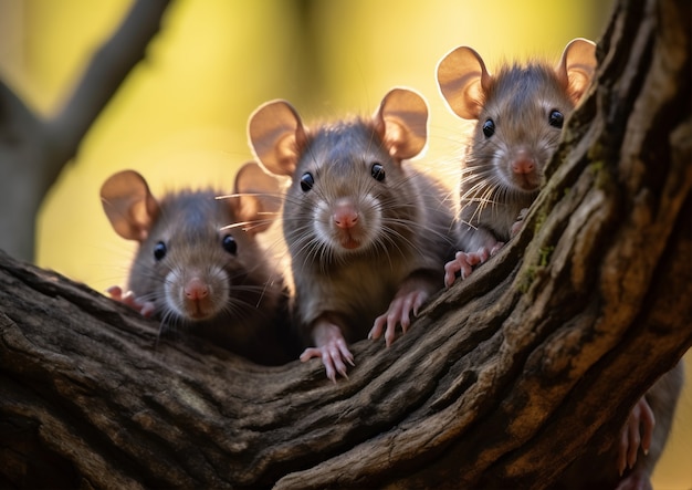 Foto grátis visão da maldade dos ratos na natureza