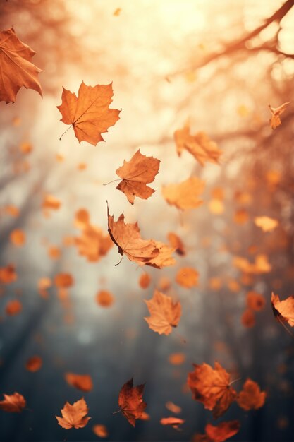 Visão das folhas de outono secas