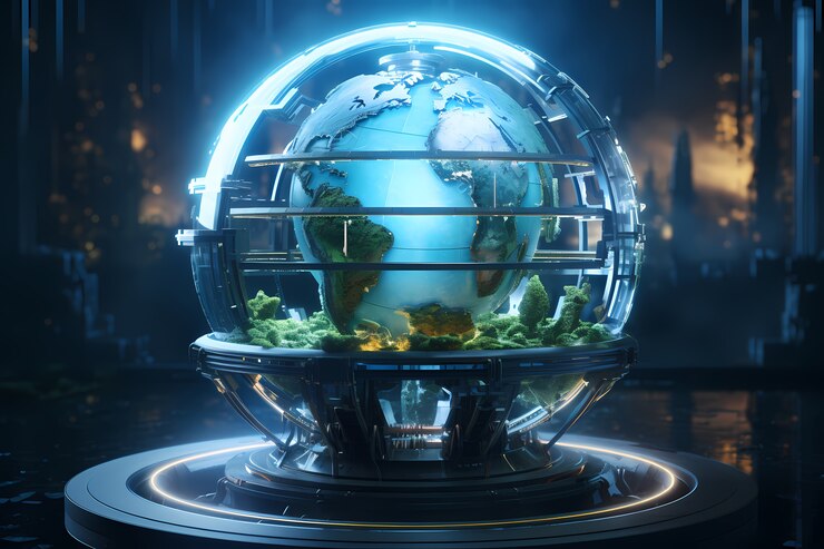 Foto grátis visão de alta tecnologia da terra futurista