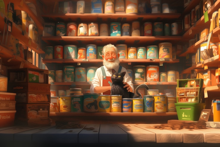 Foto grátis visão de compras de personagens de desenhos animados