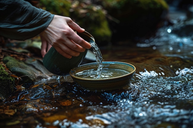 Foto grátis visão de mãos realistas lavando frutas em água fluente e clara