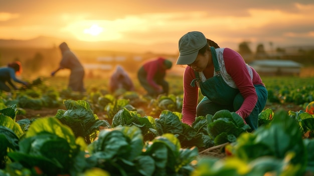 Visão de mulheres trabalhando no setor agrícola para celebrar o Dia do Trabalho para as mulheres.