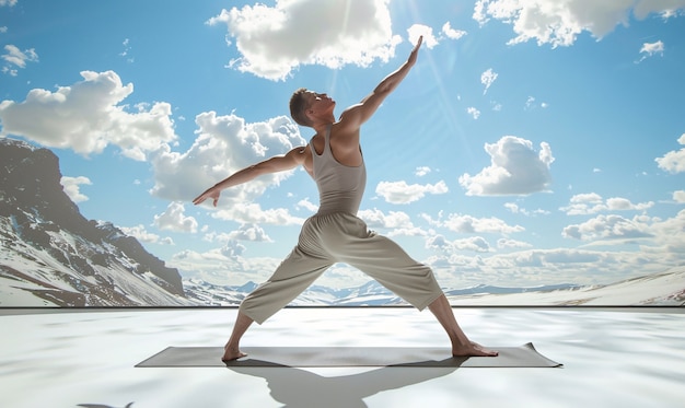 Foto grátis visão de um homem praticando mindfulness e ioga em um cenário de fantasia