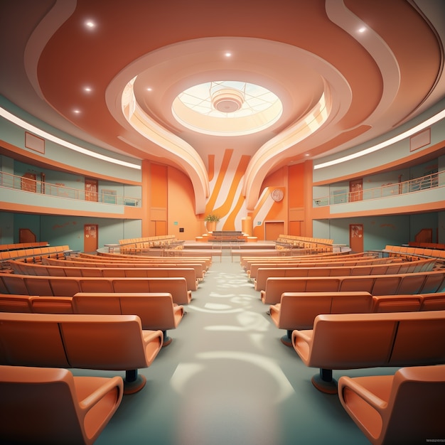 Foto grátis visão futurista da sala de aula da escola com arquitetura de última geração