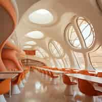 Foto grátis visão futurista da sala de aula da escola com arquitetura de última geração