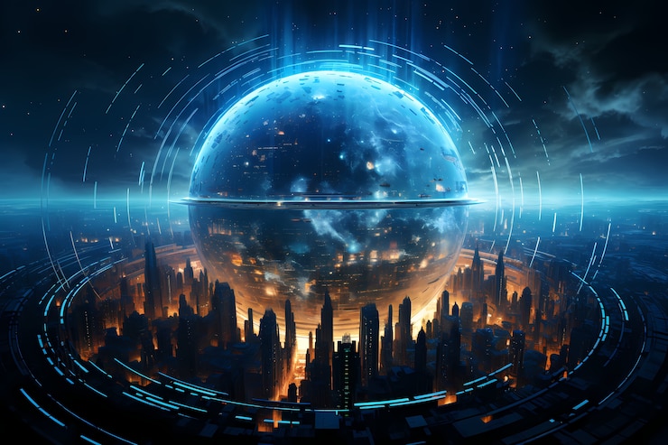 Foto grátis visão futurista do planeta terra de alta tecnologia