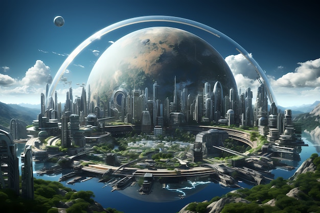 Foto grátis visão futurista do planeta terra de alta tecnologia
