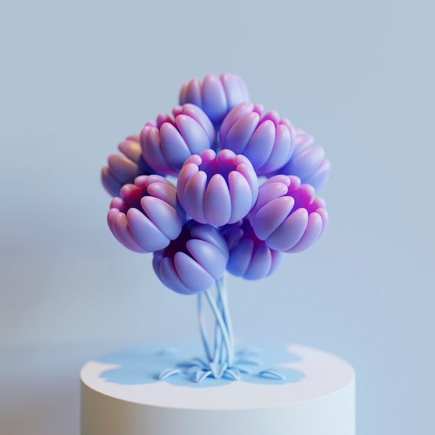 vista 3D de flores desabrochando