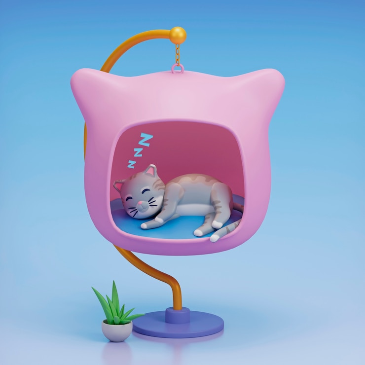 Foto grátis vista 3d do adorável gato de estimação