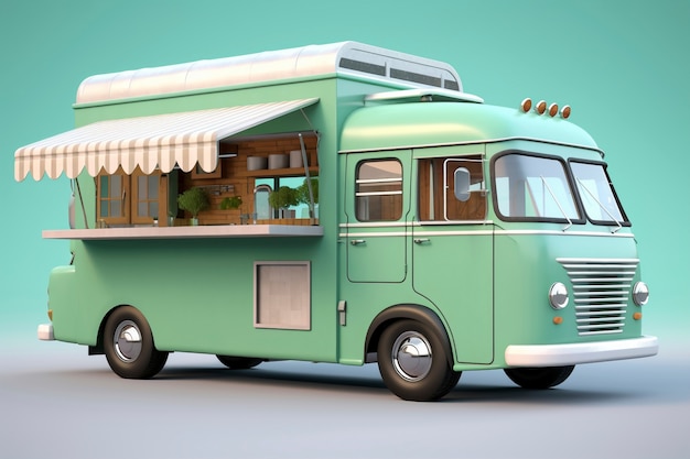 Vista 3D do carro de comida de rua