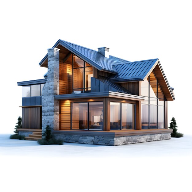 Vista 3D do modelo de casa