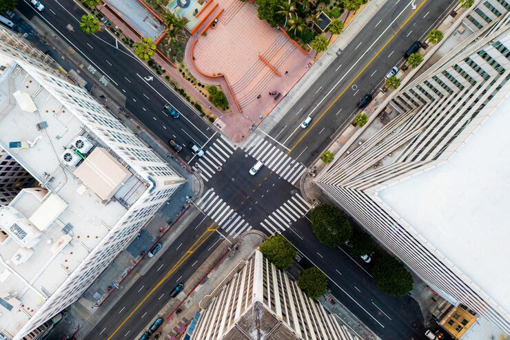 Foto grátis vista aérea complexa da cidade