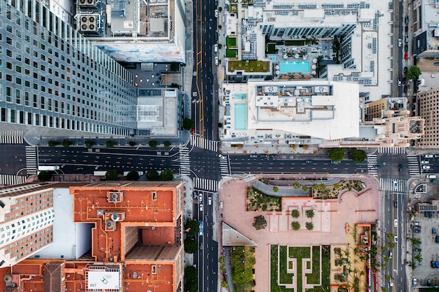 Vista aérea complexa da cidade