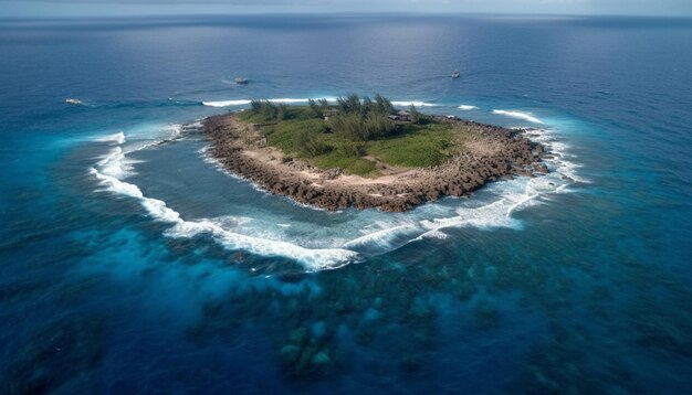 Vista aérea da tranquila beleza natural de Bali gerada por IA