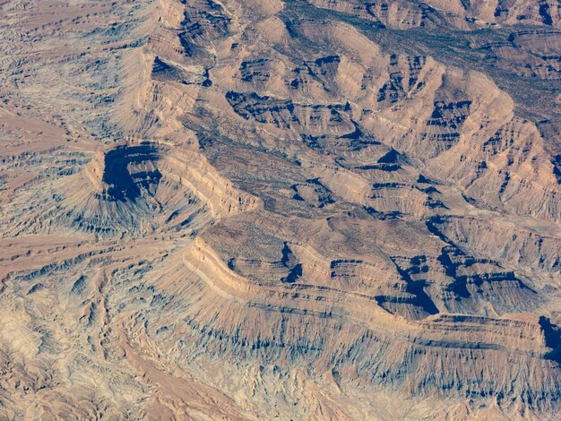 Vista aérea das montanhas mexicanas de cima