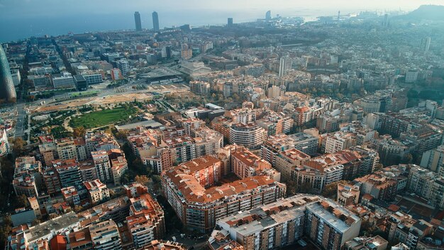 Vista aérea de drones de Barcelona, Espanha