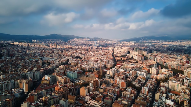 Vista aérea de drones de Barcelona, Espanha