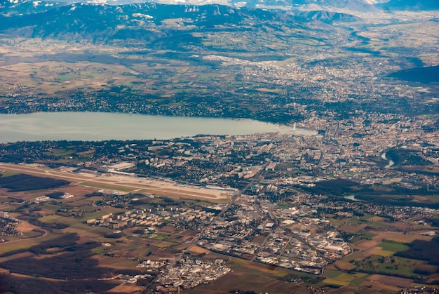 Vista aérea de Genebra, Suíça