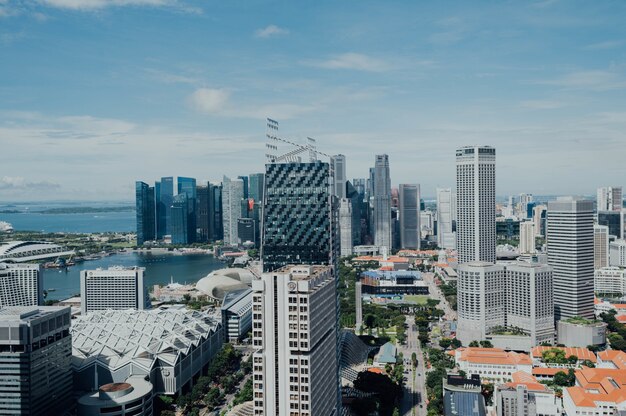 Vista aérea, de, um, cidade negócio