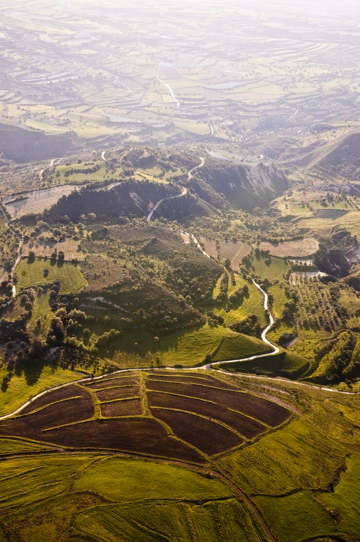 Foto grátis vista aérea dos campos agrícolas
