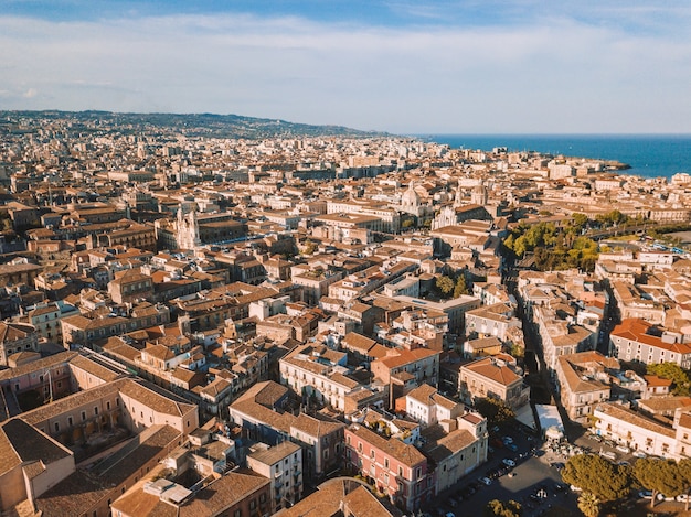 Vista aérea dos edifícios em Catania, Itália