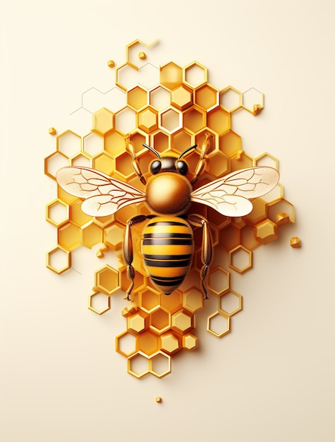 Vista da abelha dourada 3d