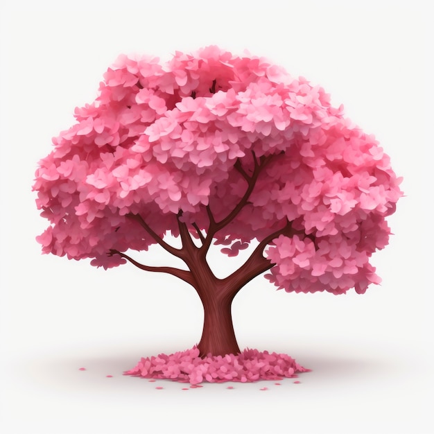Foto grátis vista da árvore 3d com lindos galhos e folhas rosa