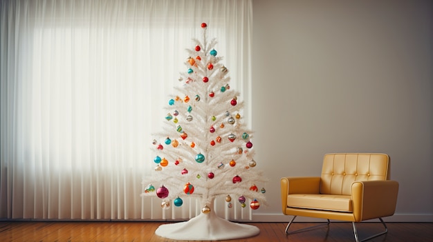 Foto grátis vista da árvore de natal lindamente decorada em casa