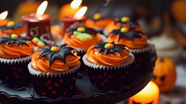 Foto grátis vista da bandeja cheia de deliciosas e doces sobremesas de cupcake