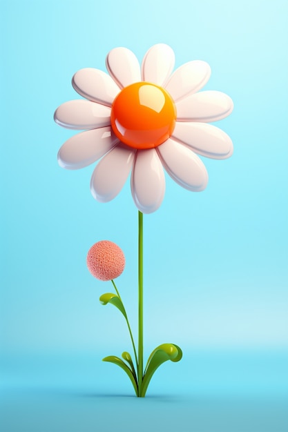 Vista da bela flor 3d