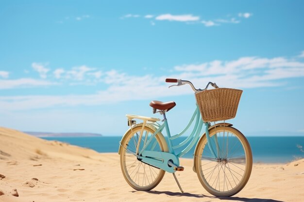 Vista da bicicleta na praia