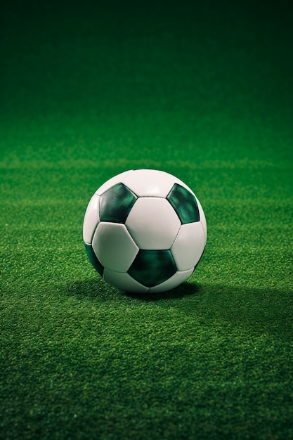Foto grátis vista da bola de futebol na grama do campo