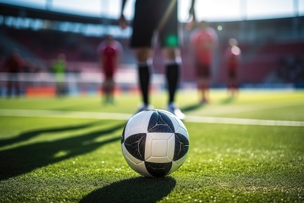 Vista da bola de futebol no campo