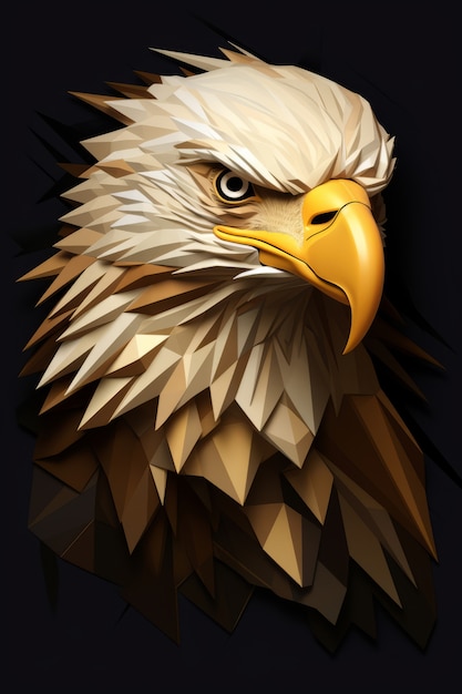 Vista da cabeça de águia poli 3d
