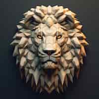 Foto grátis vista da cabeça de leão poli 3d com juba