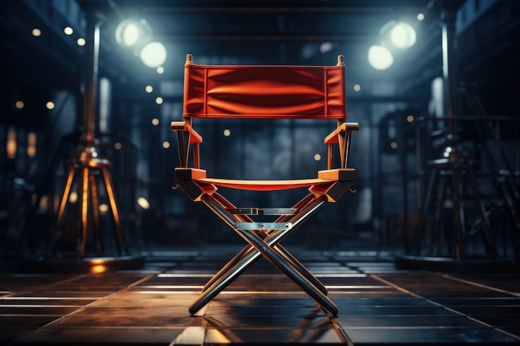 Foto grátis vista da cadeira do diretor de cinema em 3d