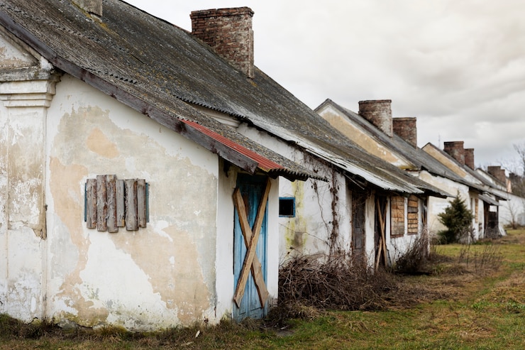 Foto grátis vista da casa abandonada e decadente na natureza