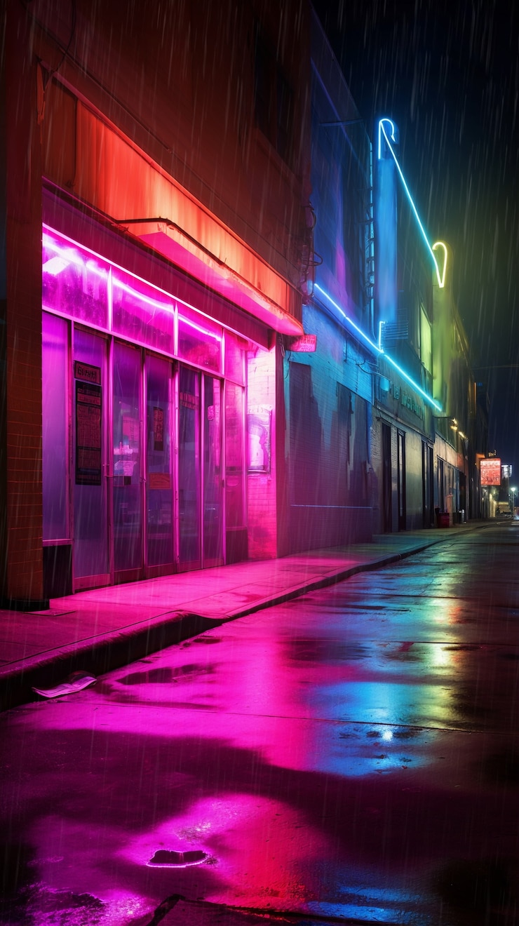 Foto grátis vista da cidade à noite com luzes de néon